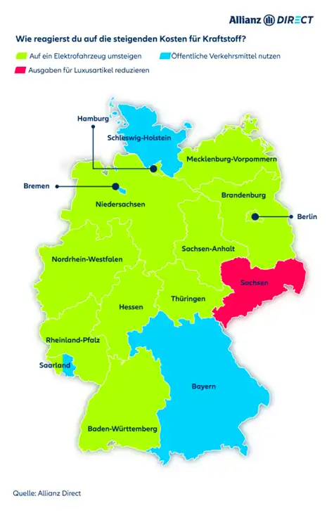Befragung zu persönlichen Maßnahmen zur Reduzierung der Kraftstoffausgaben nach Bundesland.