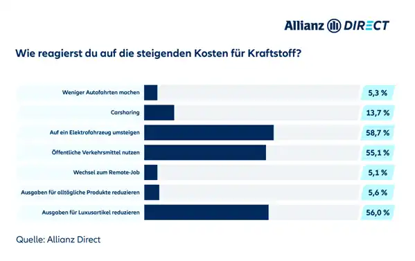 Befragung zu persönlichen Maßnahmen zur Reduzierung der Kraftstoffausgaben.