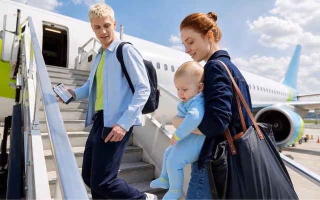 Familie im Flugzeug