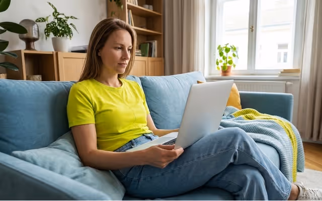 Frau auf Couch