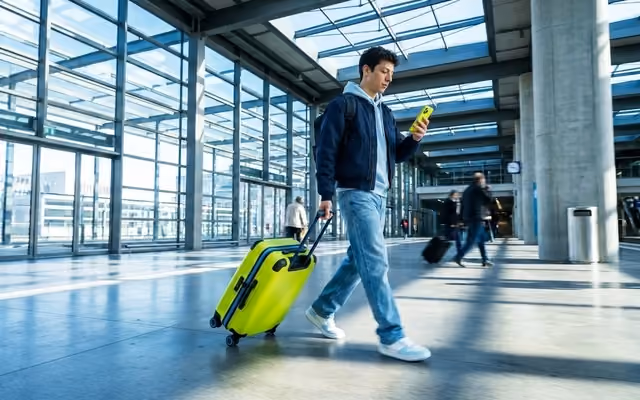 Mann an Flughafen