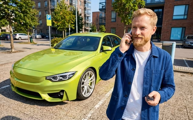 Mann vor Auto