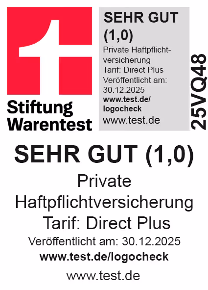 Stiftung Warentest SEHR GUT (1,0) Allianz Direct Private Haftpflichtversicherung Direct Plus 