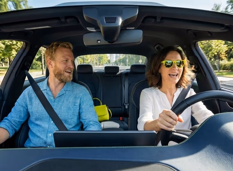 Frau und Mann im Auto