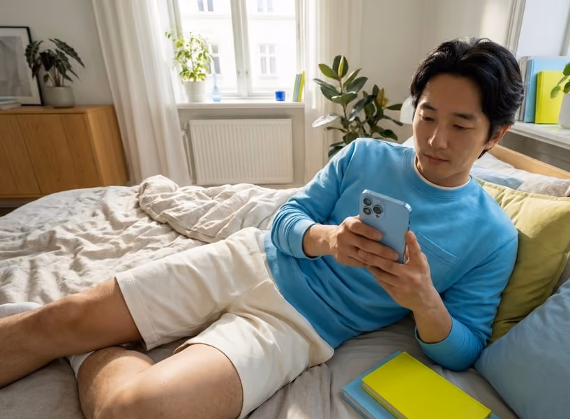 Mann im Bett